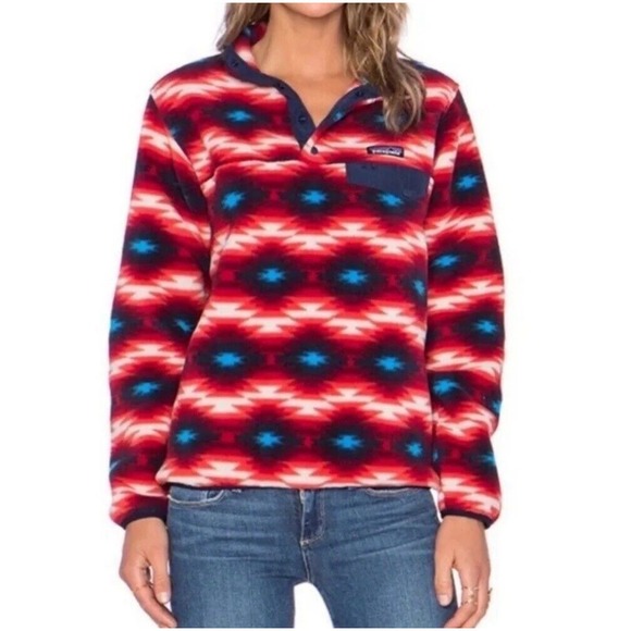 Patagonia Synchilla Snap‎ T Fleece Pullover Wild Desert Aztec Women's Size Small - Picture 1 of 7